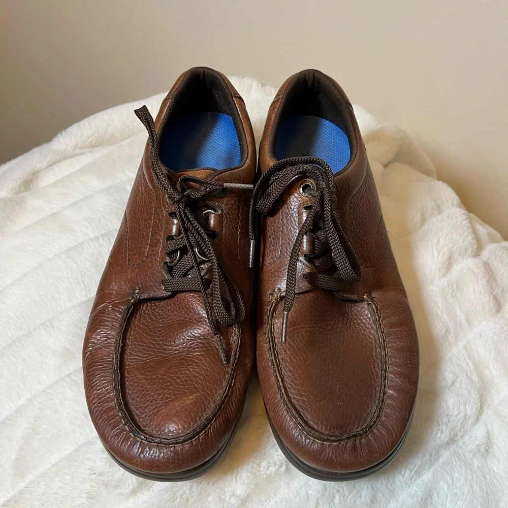 SAS Mens 10.5 Bout Time Lace Up Handsewn Brow. Leather Fall Winter Work Sneakers